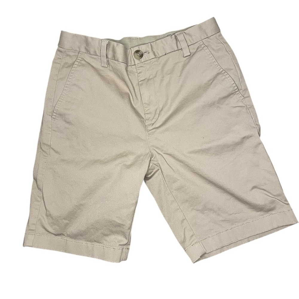 Vineyard Vines Tan Adjustable Waist Flat Front Chino Shorts-Boys 12